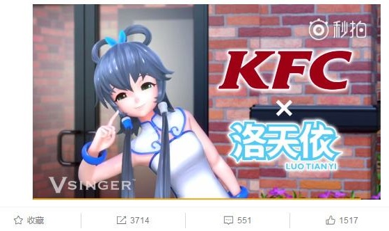 肯德基找洛天依代言背后 二次元形象IP的價值有多大？